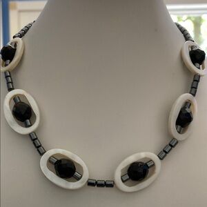 Chic Black and White Beaded Necklace
